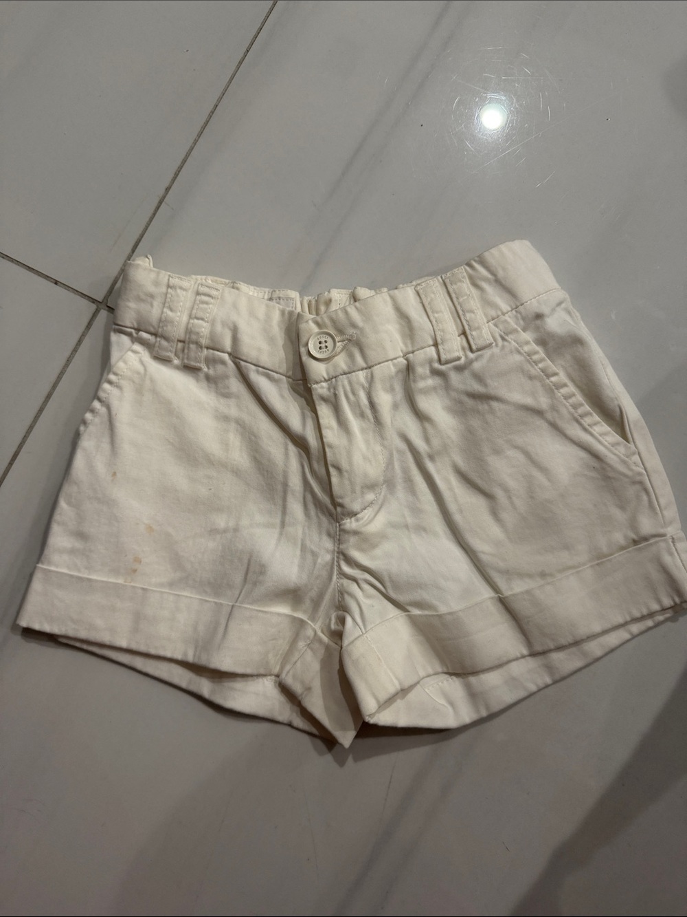 Girls Gucci Cream High-Waist Cuffed Shorts
